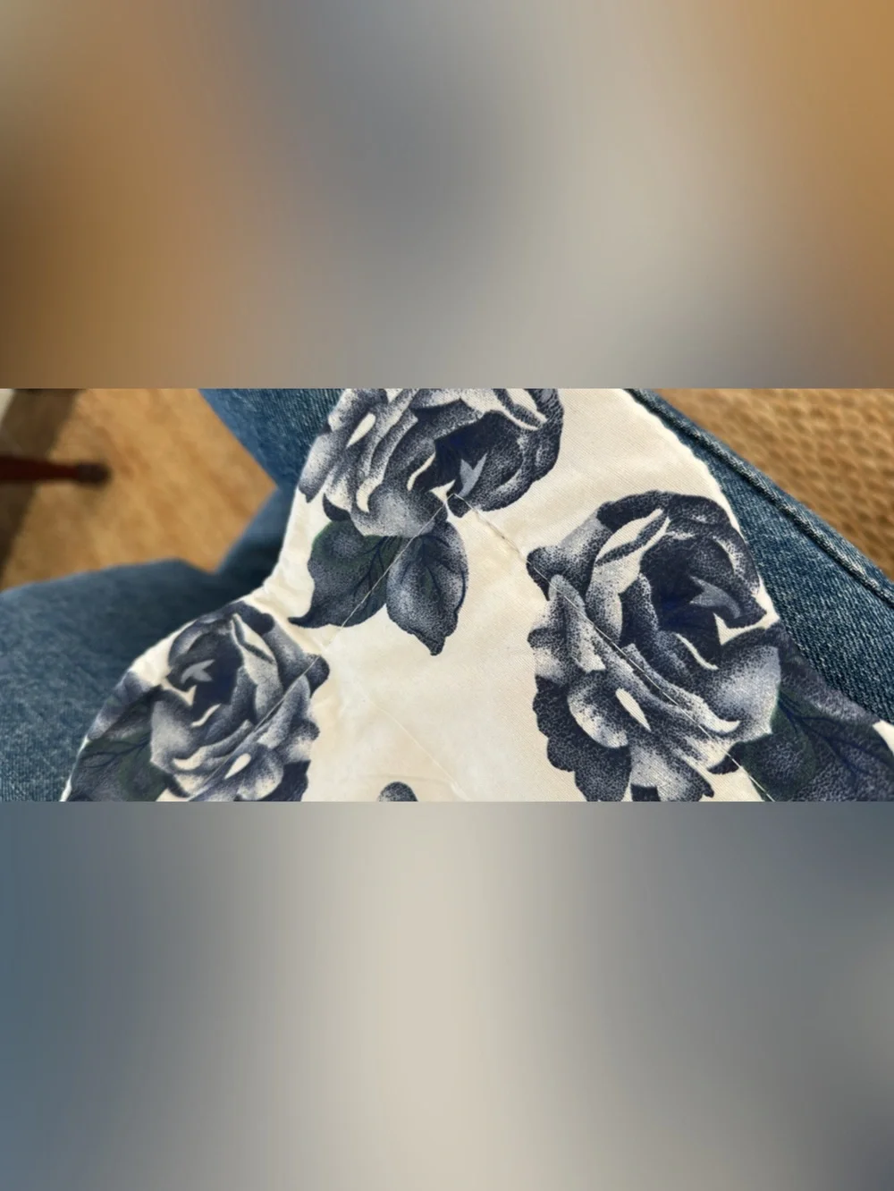 1 Classic Blue & White Floral Quilted King Pillow Sham